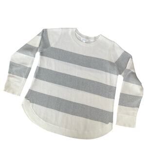 Market & Spruce White and Gray Striped Sweater Relaxed Fit Size XL EUC